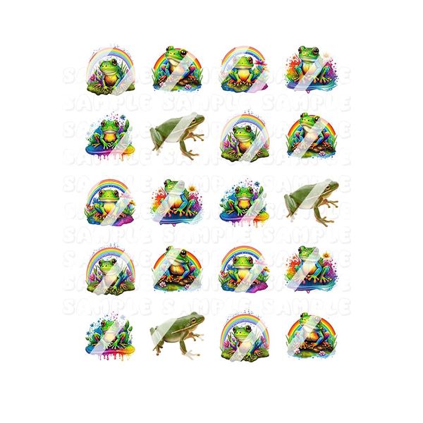 Rainbow & Frog Nail Art Decals - Waterslide Nail Decals - Design FR10255