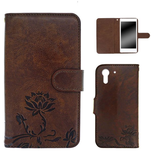 WHITENUTS HTC Desire EYE 4G M910X Case Folio Embossed Design Brown/Lotus TC-D0082996/L