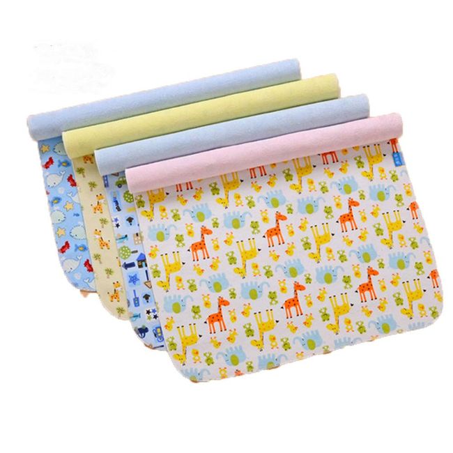 Monvecle 4pcs Pack Baby Infant Waterproof Cotton Changing Pads Washable Resuable Diapers Liners Mats (4pcs Pack-18"x12")