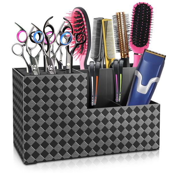 NICEMOVIC Barber Scissors Holder Box, Barber Accessories Barber Supplies, Professional Salon Hairdressing Scissors Rack Holder Storage Organizer for Hairstyling Combs Clips Brushes