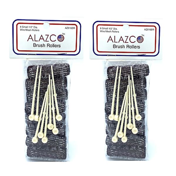 ALAZCO 16 pc Vintage Style Hair Roller MINI Small BRUSH ROLLERS & PINS Mesh Hair