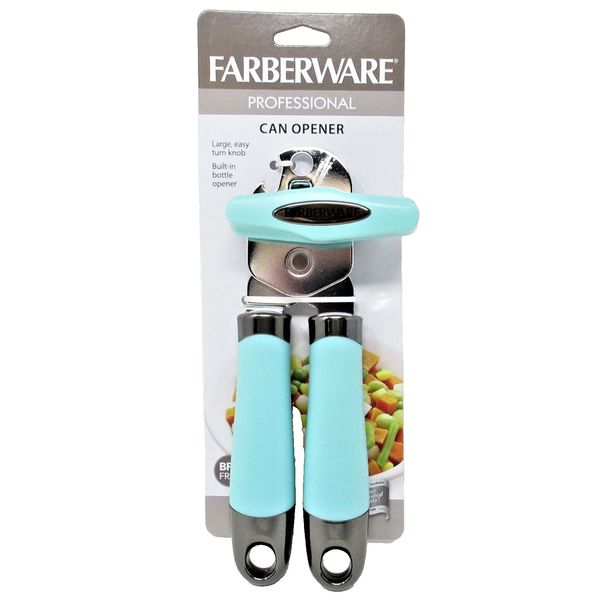 Farberware Manual Can Opener With Bottle Opener Stainless Steel 8.3" Aqua