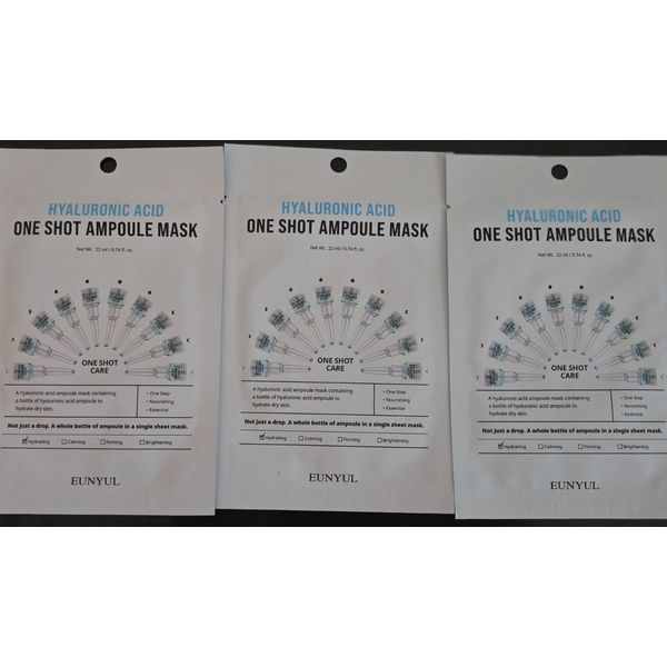 3pc EUNYUL Hyaluronic Acid One Shot Ampiule Mask