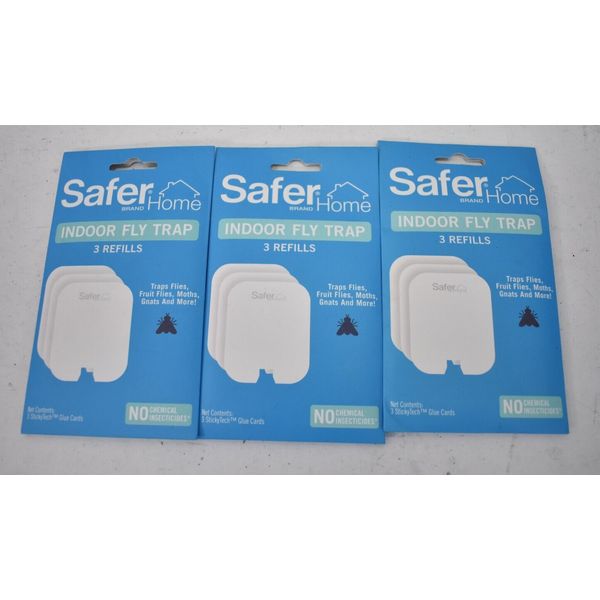 Lot of 3 Safer Home Indoor Fly Traps 9 Total Refill Glue Cards Indoor SH503