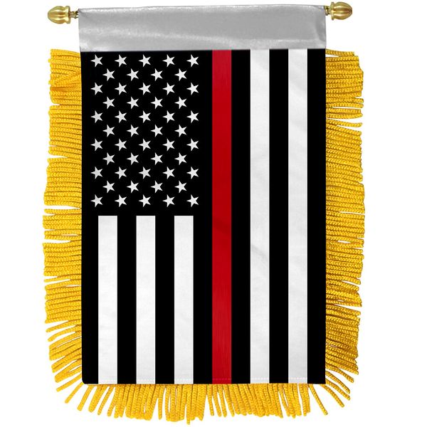 1 Dozen Thin Red Line Mini Banners 4x6in Thin Line Fire Mirror Hanging Flag