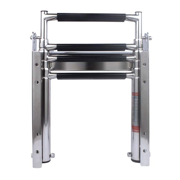 4-Step Ladder Stainless Steel Under Platform Sliding Ladder Boat Boarding Telescoping Ladder - Press-Type Spring Latch