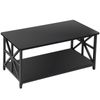 Farmhouse Style Coffee Table Rectangular Space Saving w/ Storage Shelf Black 39"