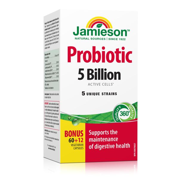Jamieson Laboratories Probiotic 5 Billion Regular Strength Supplement, 60 Count