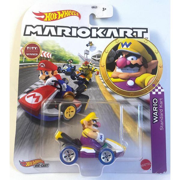 Hot Wheels - Mario Kart - Wario - Standard Kart - Toty - Mint/NrMint Ships Bubble Wrapped in a Sized Box