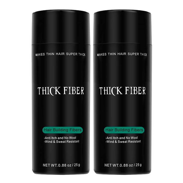 THICK FIBER Hair Fibres (Pack of 2, DARK BROWN) Hair Powder for Thinning Hair 25g Bottle | Make Thin Hair Look Thicker in Seconds | Hair Loss Concealer for Women & Men