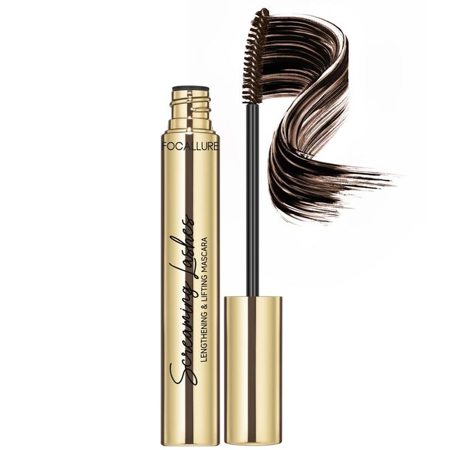 FOCALLURE Waterproof Mascara,Lengthening,Lifting Fiber Lash Mascara,Fine Fibers to Lengthen Lashes,Smudge Proof,Long Lasting Eye Makeup,Volume and Length Effect and Natural Lash Look,Brown