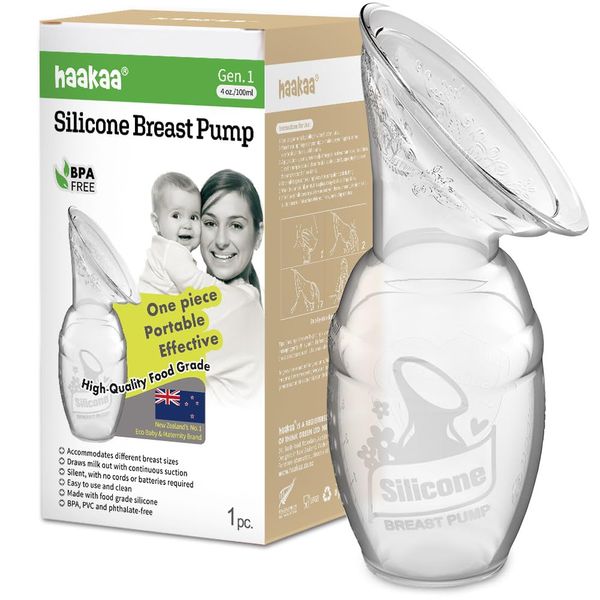 Haakaa Manual Breast Pump, Clear, 4oz/100ml