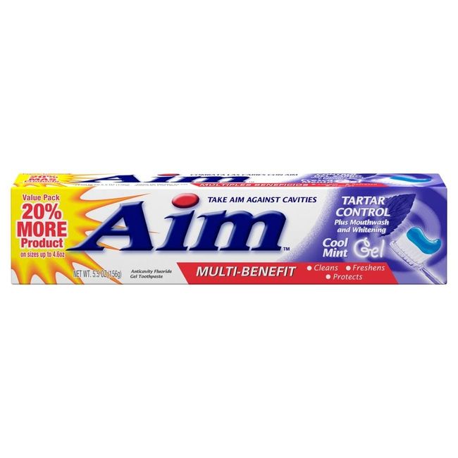 Aim Tartar Control Anticavity Fluoride Toothpaste Gel - 5.5 oz, Pack of 3