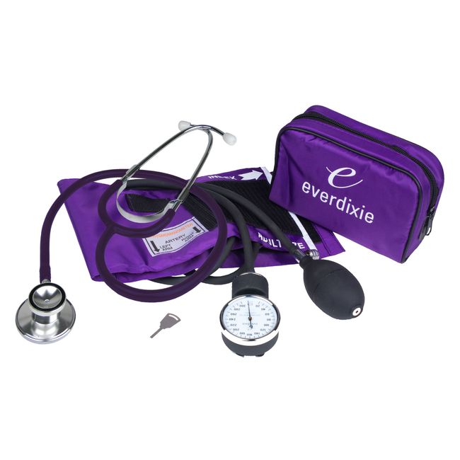 New PURPLE Adult BP Cuff Blood Pressure Kit With Matching Seperate Stethoscope