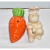 New Sleeping Bunny Rabbit With Orange Carrot Ceramic Salt & Pepper Shaker Set