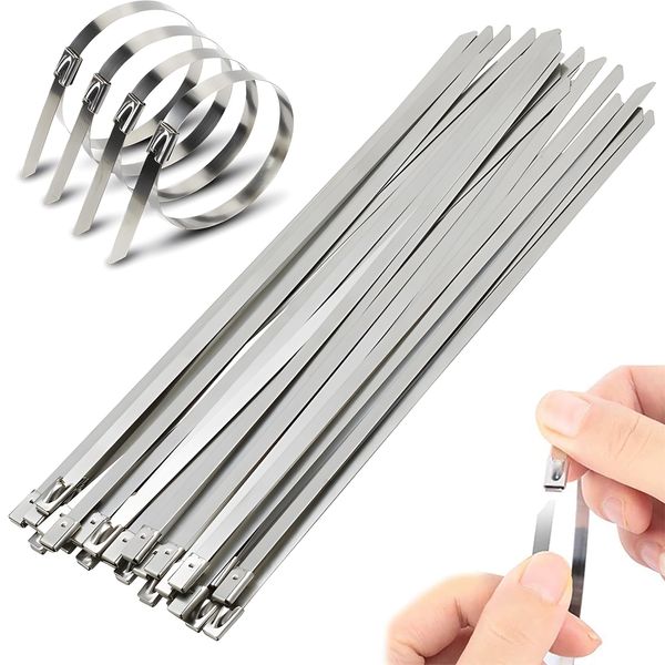 KRGNPLE SUS304 Total: 100 Pieces, 4.6 x 200 mm Stainless Steel Cable Ties Cable Ties Insulation Lock Tie Wraps