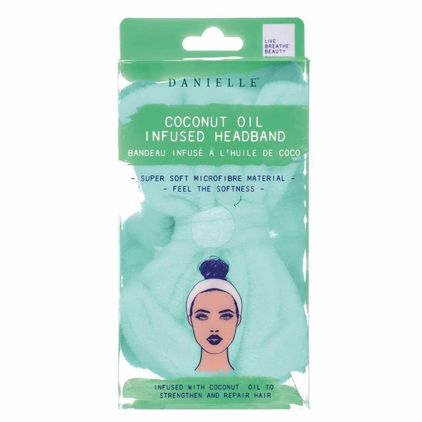 Danielle Creations Coconut Oil Infused Headband, Soft Stretchy Microfibre Bow Hair Band, Nourishes and Moisturises Hair During Skincare, Washing, Makeup and Beauty Routines - White