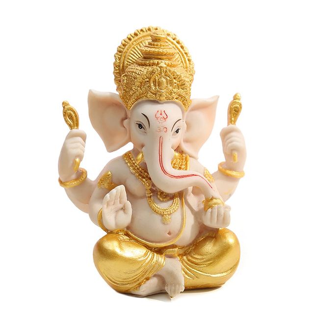 Ganesha God of India Gold Ganesha Elephant Object Interior Good Luck Money Boost Business Prosperous Feng Shui Goods (D)