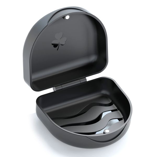 Retainer Case, ARGOMAX Aligner Case, 1 Piece Braces Box, Orthodontic Box, Small Denture Box (Black).