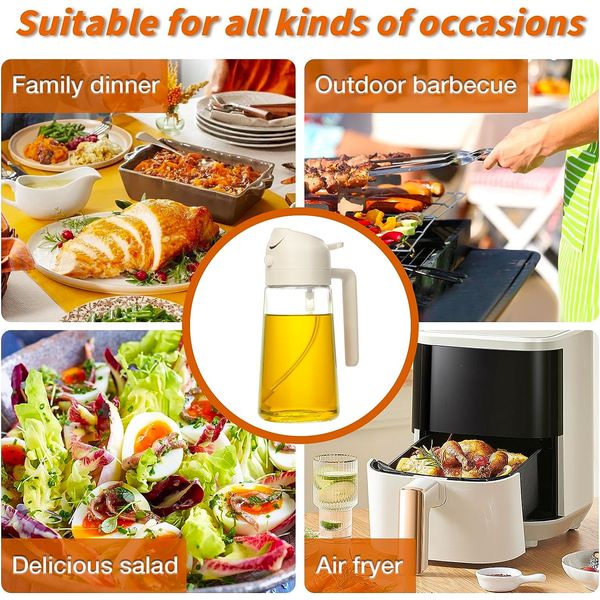 Olive Oil Dispenser, 2 n 1 Oil Sprayer for Cookn w Pourer, Food-Grade Disp Black