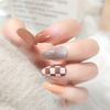 24 pieces set nail tip check and caramel gradation nail