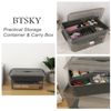BTSKY Stack & Carry Box, Clear Plastic Storage Container Stackable Home Utility Box with Removable Tray Multi-Purpose Storage Bin for Organizing Stationery, Sewing, Art Craft Supplies (Black)