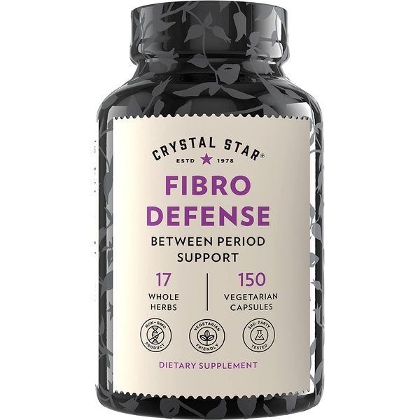 Crystal Star Fibro Defense, 150 Capsules - Breast & Uterine Health Between Periods - Natural Herbal Supplement Caps for Women - Vegetarian, Non GMO