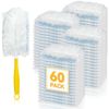60 Pack Dusters Refills Compatible with Swiffer Duster Handle Models, 180° One Sided Duster Refills for Short and Extendable Handles, with 1 Pack Handle