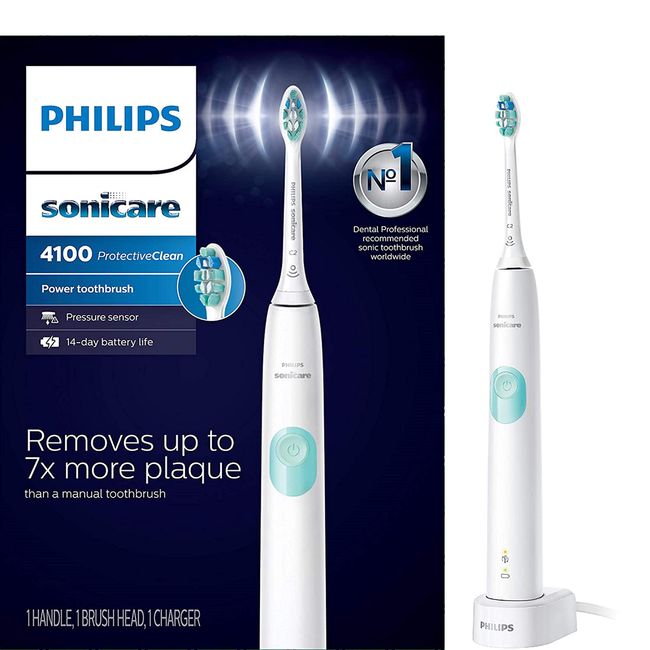Philips Sonicare ProtectiveClean 4100 Electric Rechargeable Toothbrush, Plaque Control, Brown Box Packaging, Black
