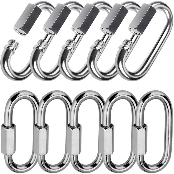 Lissey SUS304 Stainless Steel Ring Catch Carabiner with Lock D-Ring Coupling Hardware Large Small for Climbing Chain Swing (4 - 10 Pieces)