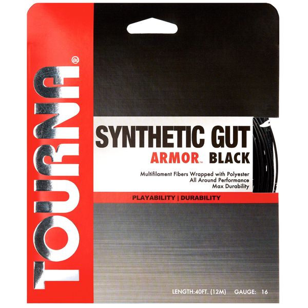 Tourna Synthetic Gut Armor Black Tennis String - 16g