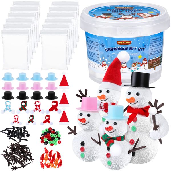 Fovths 15 Pieces Christmas Snowman Making Set Build Snowman Craft Kit Foam Putty Snowman DIY Toys Modeling Clay Decorating Supplies for Xmas School Home Party Favors