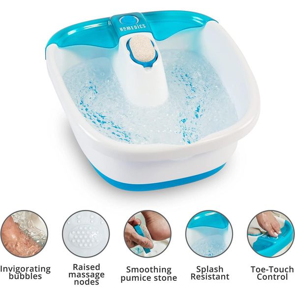 Bubble Mate Foot Spa, Toe Touch Controlled Foot Bath with Invigorating Bubbles