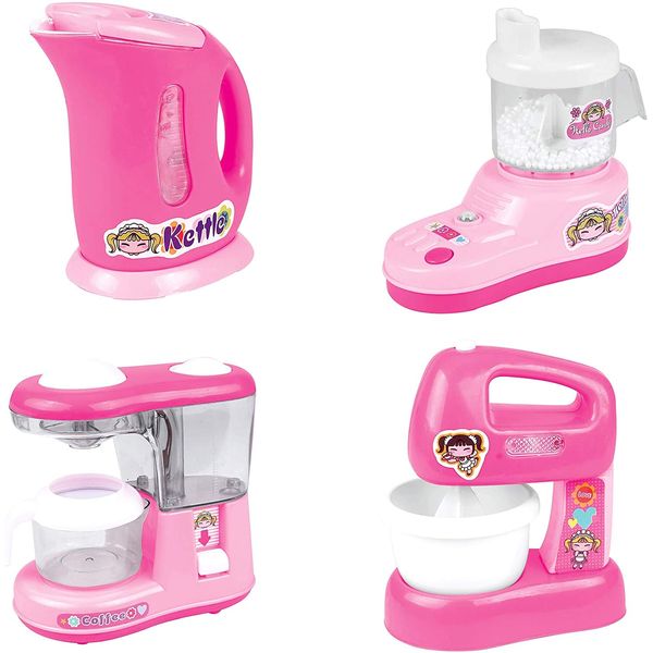 AZ Trading & Import Kitchen Appliance Playset for Kids - Play Kitchen Appliance Set Includes Kettle, Juicer, Coffee Maker, Mixer - Really Works (PS583)