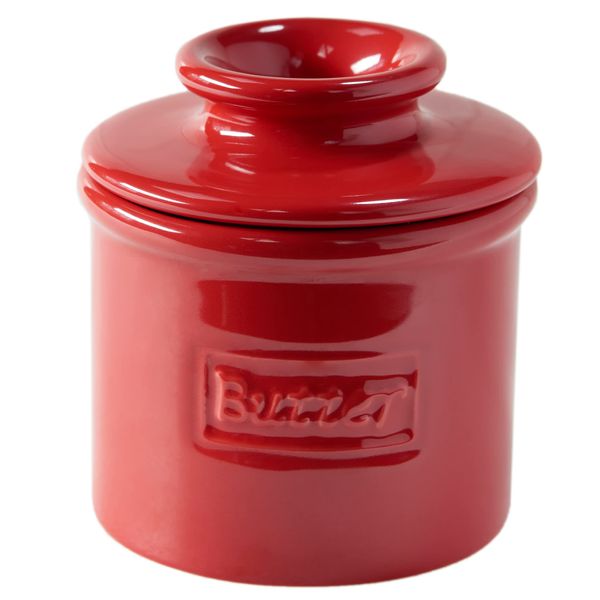 Butter Bell - The Original Butter Bell crock by L Tremain, a Countertop French Ceramic Butter Dish Keeper for Spreadable Butter, Café Retro Collection, Maraschino Red, Glossy Finish