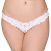 Ferrica & Flower Lace Crotch Open Thong White