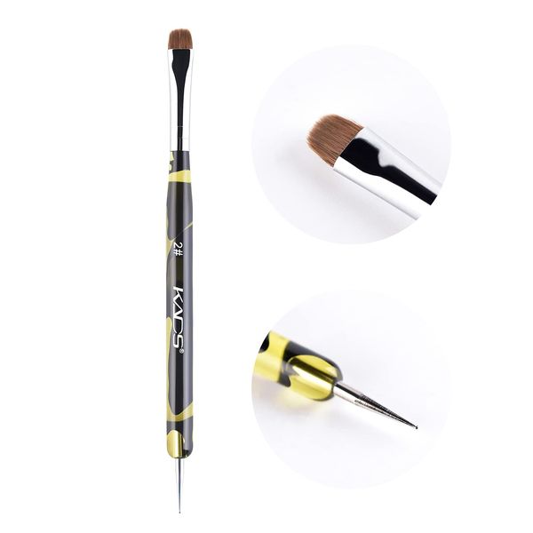 KADS Kolinsky Sable Brush 2 Way Acrylic Professional French Manicure Clean-up Brush Nail Art Brush Nail Dotting Pen (2#)