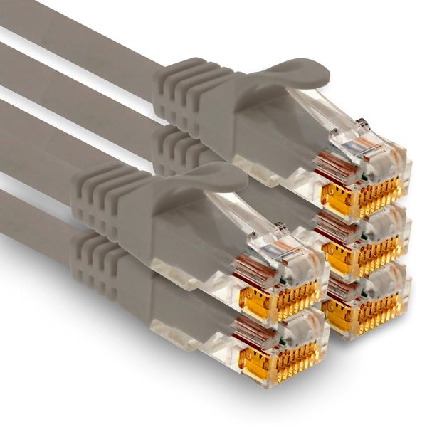 1aTTack.de - 5 X 1.5m Cat7 Ethernet cable 10 Gb/s Lan Network Switch Grey