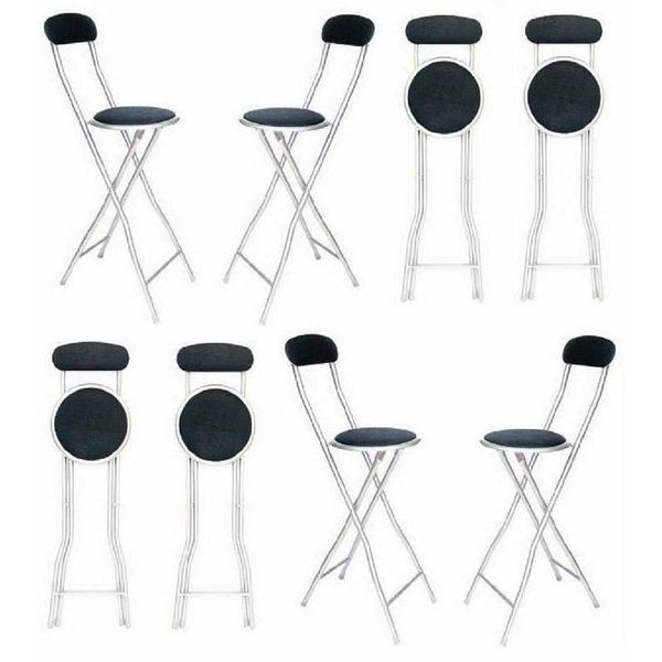 Breakfast Kitchen Bar Party High Folding Padded Chair Stool Black Bar Stool