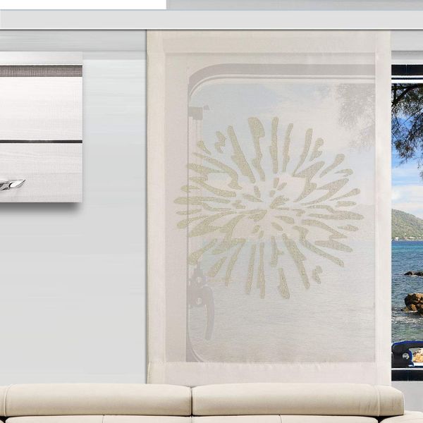 SeGaTeX home fashion Flächengardine Wohnwagenstore Poesie Creme hochwertige Caravan-Gardine mit Profilen Tunnelband