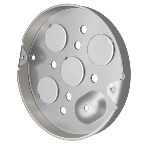 AIRTAK 4" Round Shallow Metal Electrical Outlet Box-1/2 Deep Galvanized Steel Pancake Box with 1/2" Bottom Knockouts, for Light Fixtures (1-Pack) UL Listed