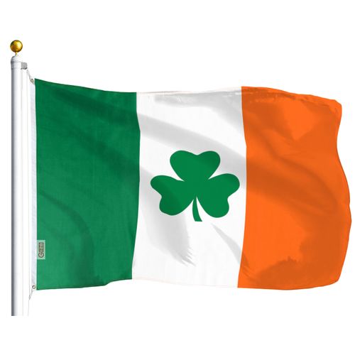 G128 Ireland Irish Shamrock Flag | 3x5 Ft | LiteWeave Series Printed 100D Polyester | Vibrant Colors, Brass Grommets