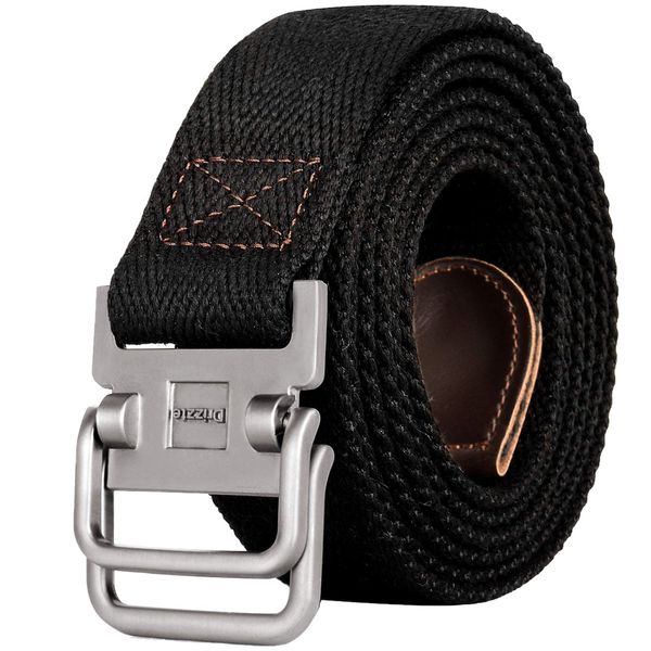 Drizzte 63'' Long Belt Plus Size Double D Ring Mens Canvas Web Belts Black