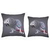 African Grey Parrot Bird Throw Pillow