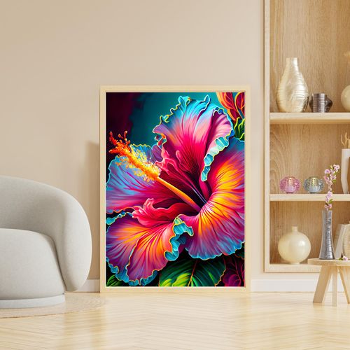 DOMROM Diamond Painting Kits for Adults, Hibiscus Diamond Art Kits, 5D Flowers Diamond Painting, DIY Round Full Drill Diamond Painting Gem Arts and Crafts for Home Decor 12x16 inch