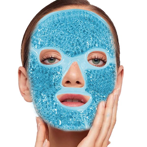 Cold Face Eye Mask Ice Pack for Dark Circles,Puffiness,Face SPA,Headaches,Pressure,Cooling Face Masks for Women Sleeping,Migraines Relief,Skin Care Gel Beads Hot Cold Use Ice Facial Mask