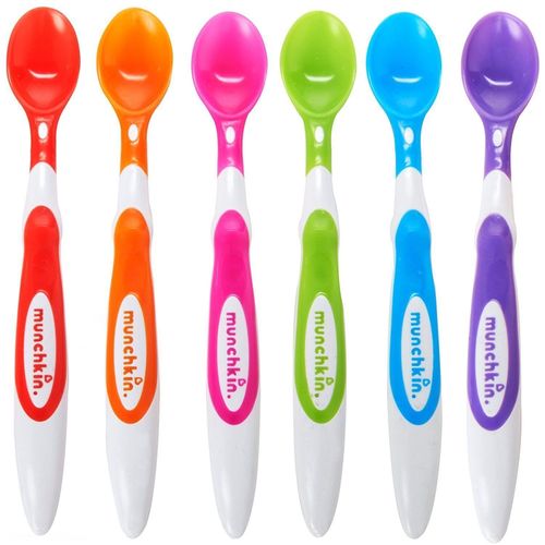 Munchkin Soft Tip Toddler & Baby Spoons, Baby Weaning Spoons Set with Ergonomic Handles, Dishwasher Safe Plastic Cutlery, BPA Free Baby Feeding Spoons & Dessert Spoons for Babies - Pack of 6