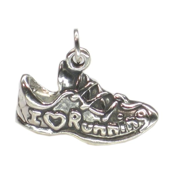 I Love Running 2D sterling silver shoe charm .925 x 1 Runners charms