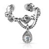 Bungsa® Ornament Ear Cuff Clip Chain with Crystal Pendant Silver