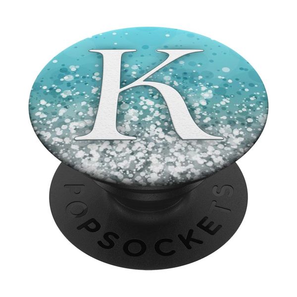 white color letter K Monogram On light Blue PopSockets Swappable PopGrip